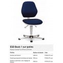 CHAISE ESD BASIC 1 SUR PATINS CONTACT PERMANENT INCLINAISON ASSISE CUIR SYNT. SKAI NOIR ESD OU TISSU DUOTEC ESD DE COULEUR