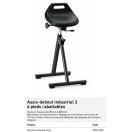 SIEGE ASSIS/DEBOUT INDUST. PIEDS RABATTABLES MOUSSE INTEGRALE NOIRE SIEGE ASSIS/DEBOUT INDUST. PIEDS RABATTABLES MOUSSE INTEGRALE NOIRE