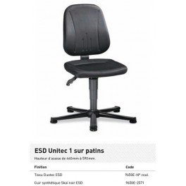 CHAISE ESD UNITEC PATINS CUIR SYNT. SKAI NOIR